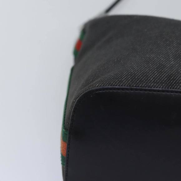 GUCCI Web Sherry Line Shoulder Bag Canvas Gray Red Green 01234 Auth 76421 - Picture 8 of 16